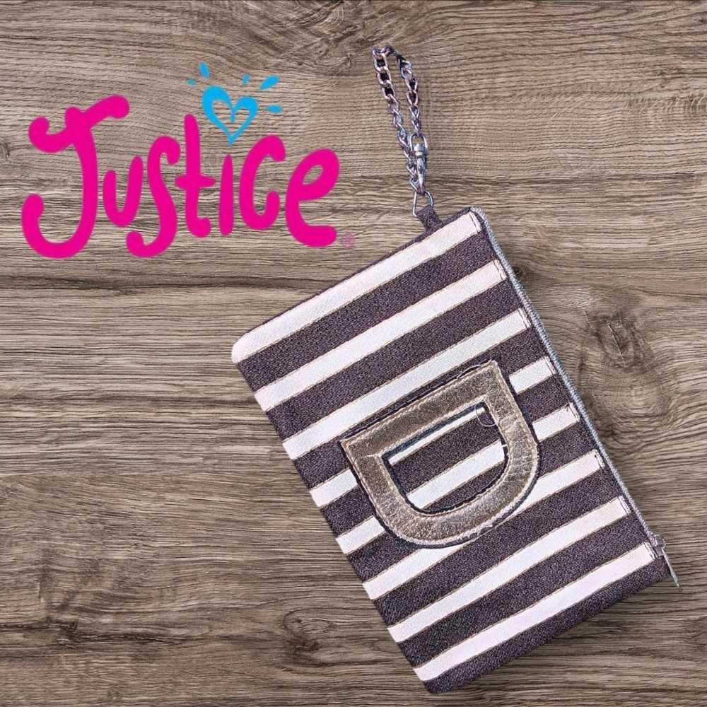 Striped makeup bag